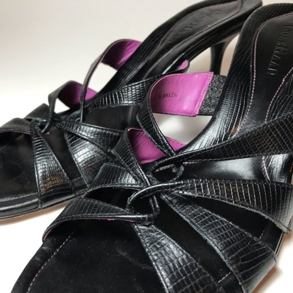 Cole Haan Black Leather Strappy Heels- Size 9B - Picture 3 of 8